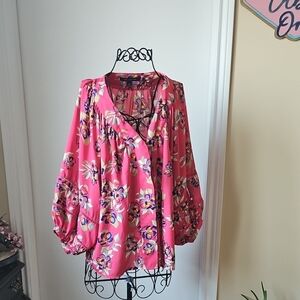 Zac & Rachel Pink Puff Sleeve Blouse